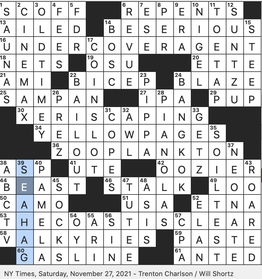 Rex Parker Does The NYT Crossword Puzzle Small Boat Of East Asia SAT 11 27 21 Gardening Practice That Minimizes The Need For Water Low Member Of A Marine Ecosystem Rex Parker Does The NYT Crossword Puzzle Small Boat Of East Asia SAT 11 27 21 Gardening Practice That Minimizes The Need For Water Low Member Of A Marine Ecosystem