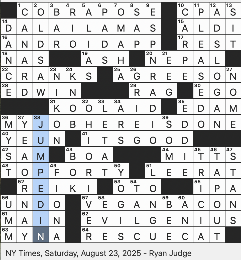 Rex Parker Does The NYT Crossword Puzzle Stuff Boiled In Sugar Shacks SAT 8 23 25 Island In A Classic Video Game Product Pitched By A Pitcher Relative Of Upward