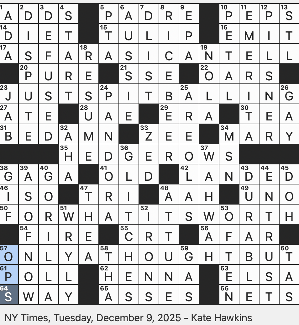 Rex Parker Does The NYT Crossword Puzzle Verdant Privacy Features TUE 12 9 25 Pigmented Rings Asahi Super Dry Or Kirin Lager Termites For An Aardwolf Gossip In Slang 