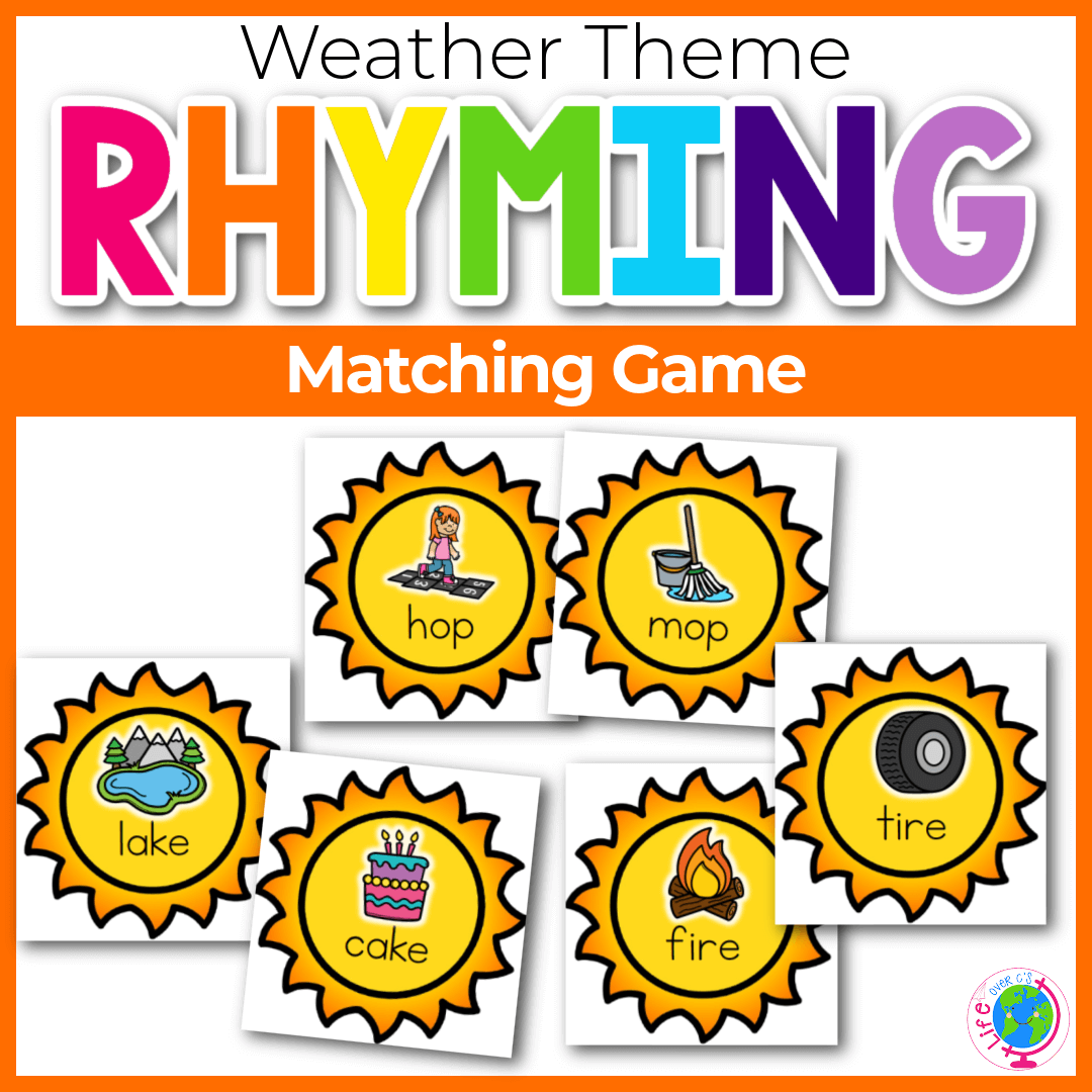 Rhyme Matching Game Weather Theme Life Over C s Club Rhyme Matching Game Weather Theme Life Over C s Club