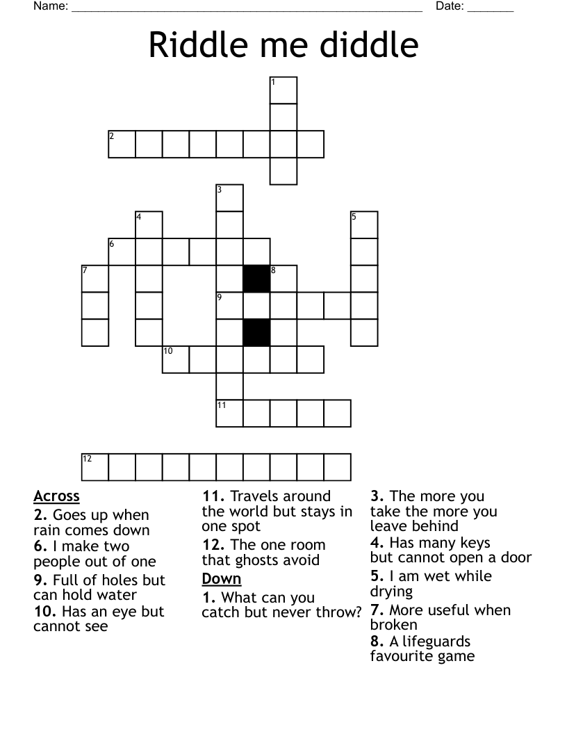 Riddle Me Diddle Crossword WordMint