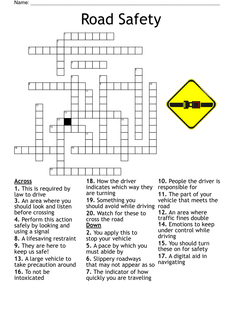 Road Rage Cross Word Puzzle 9 Word Search WordMint
