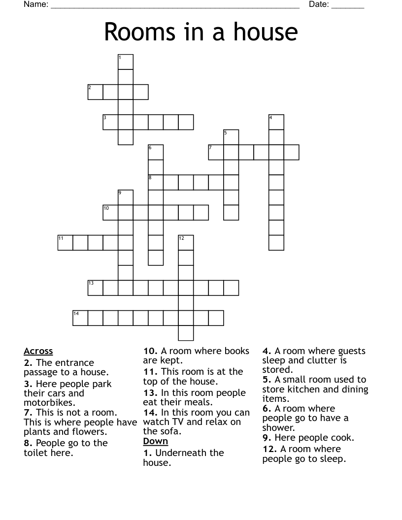 Rooms In A House Crossword WordMint