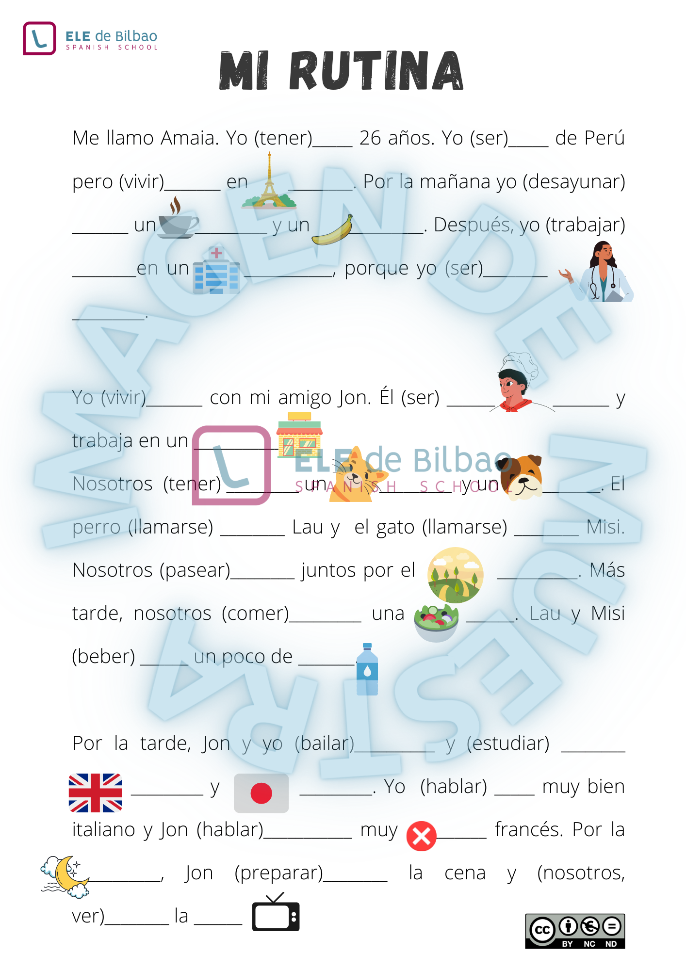 Rutina En Presente Ejercicio De Repaso ELE De Bilbao