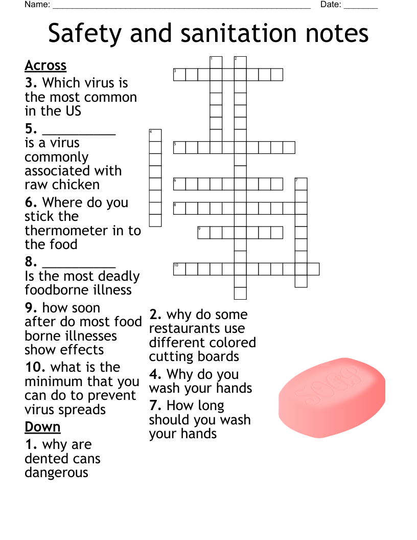 Safety And Sanitation Notes Crossword WordMint