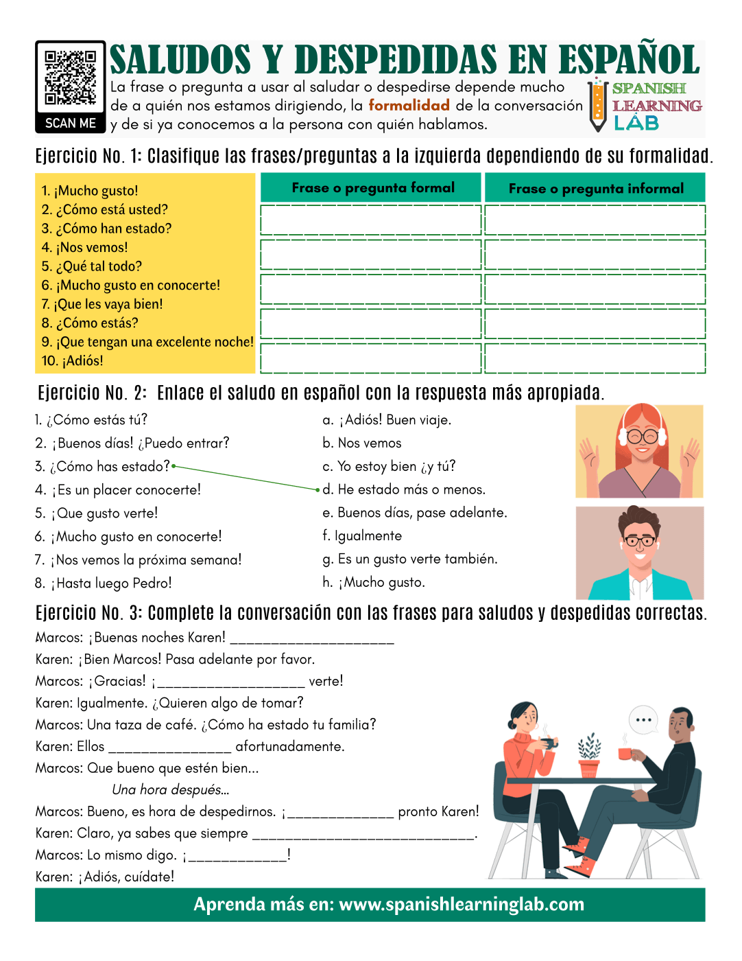 Saludos Y Despedidas En Espa ol Ejercicios En PDF Spanish Learning Lab