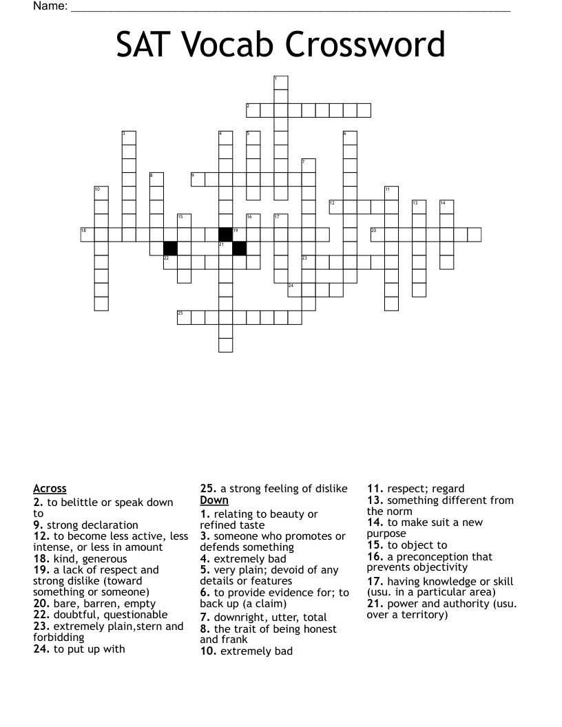 SAT Vocab Crossword WordMint