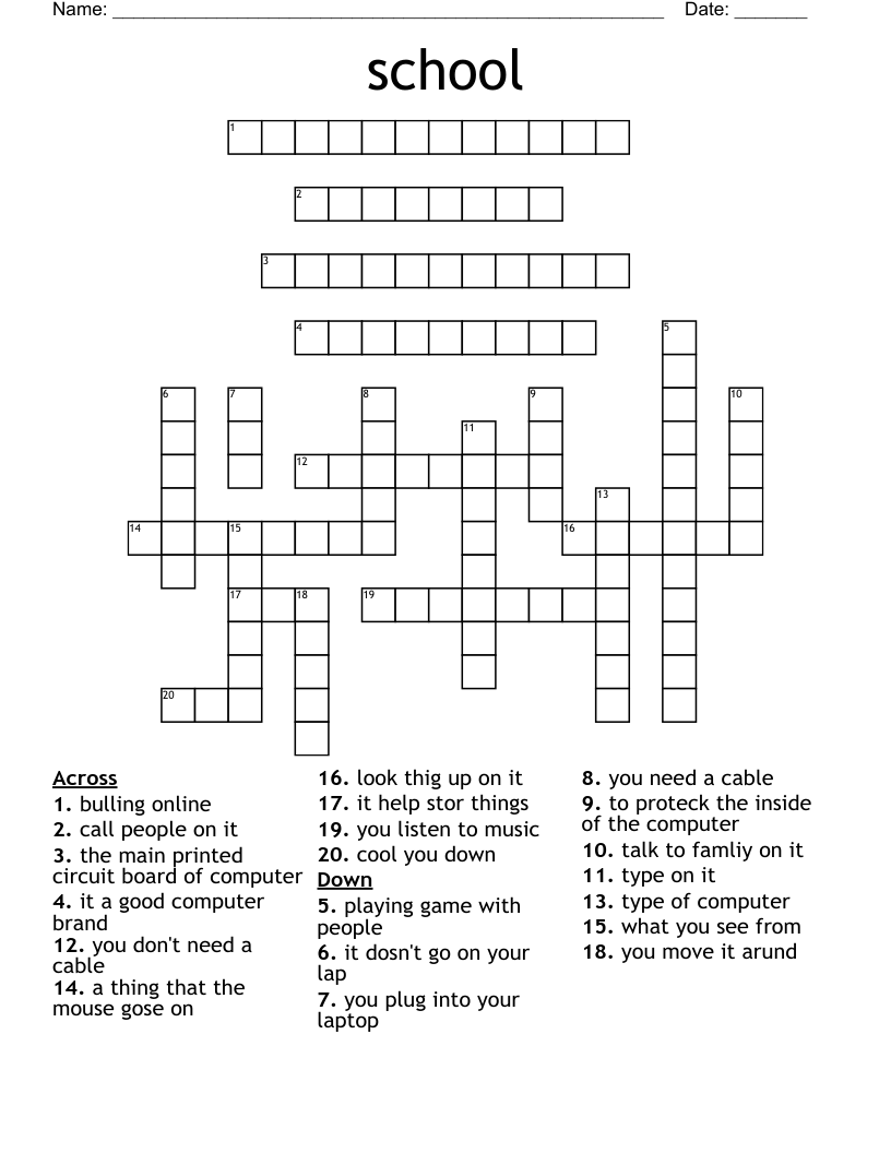 School Crossword WordMint