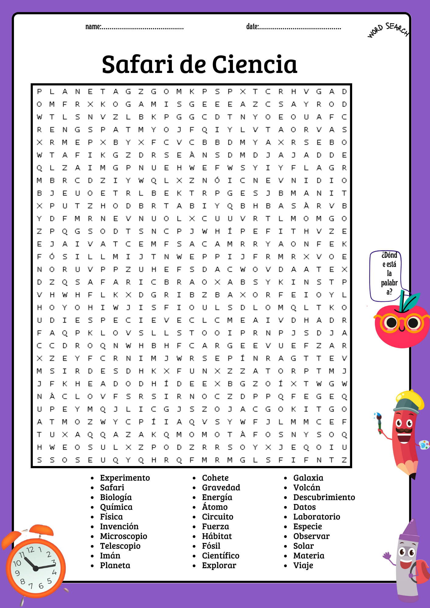 Science Safari Word Search Puzzle In Spanish Worksheet Key Answer Made By Teachers Science Safari Word Search Puzzle In Spanish Worksheet Key Answer Made By Teachers