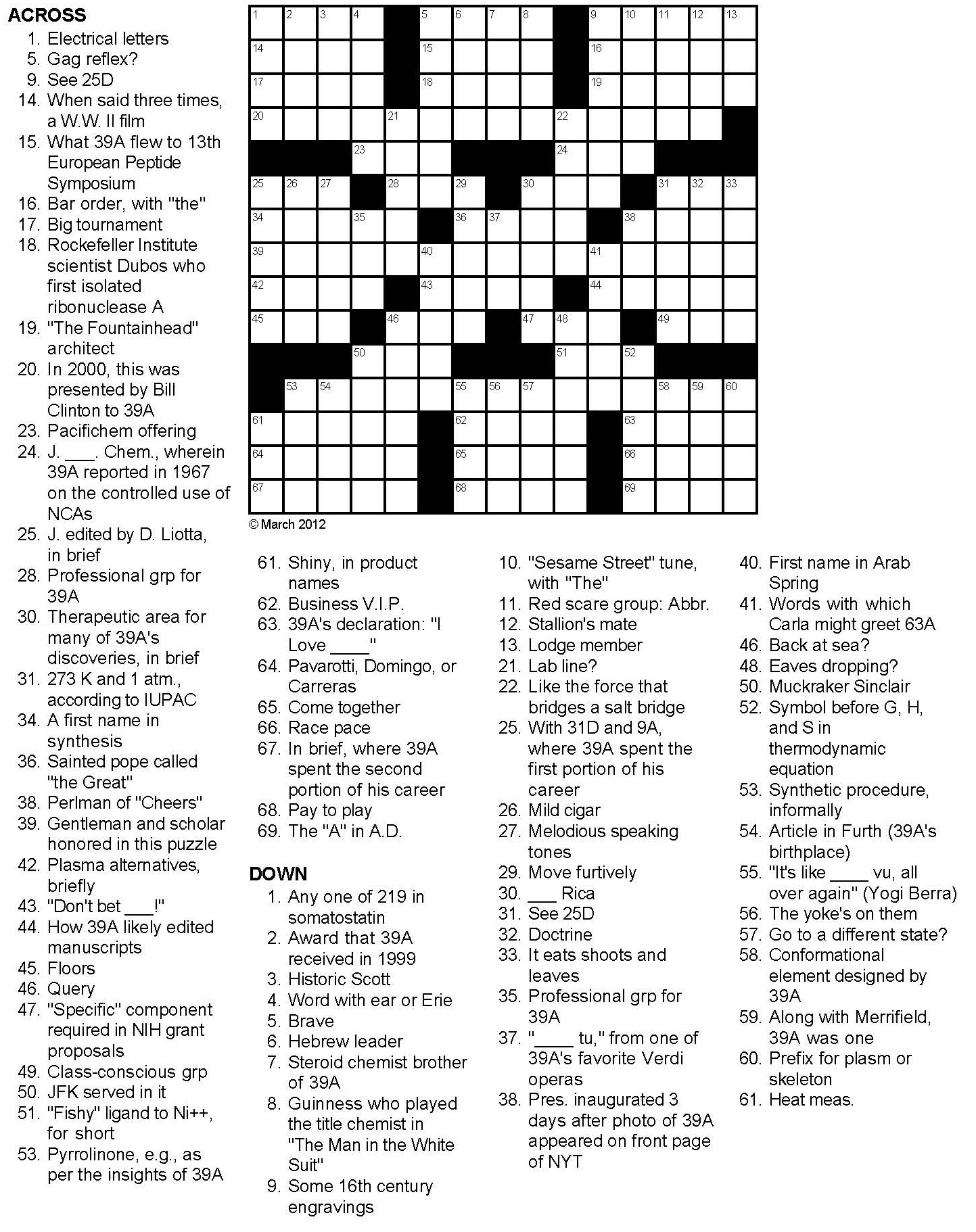 science crosswords