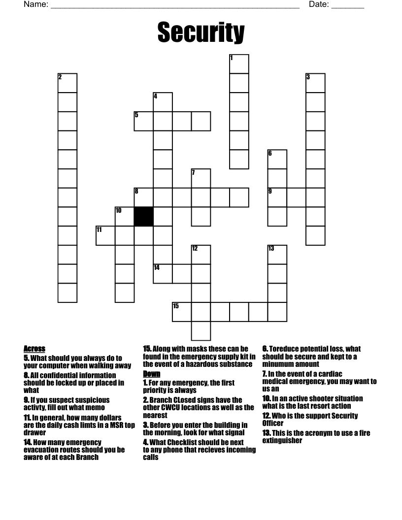 Security Crossword WordMint