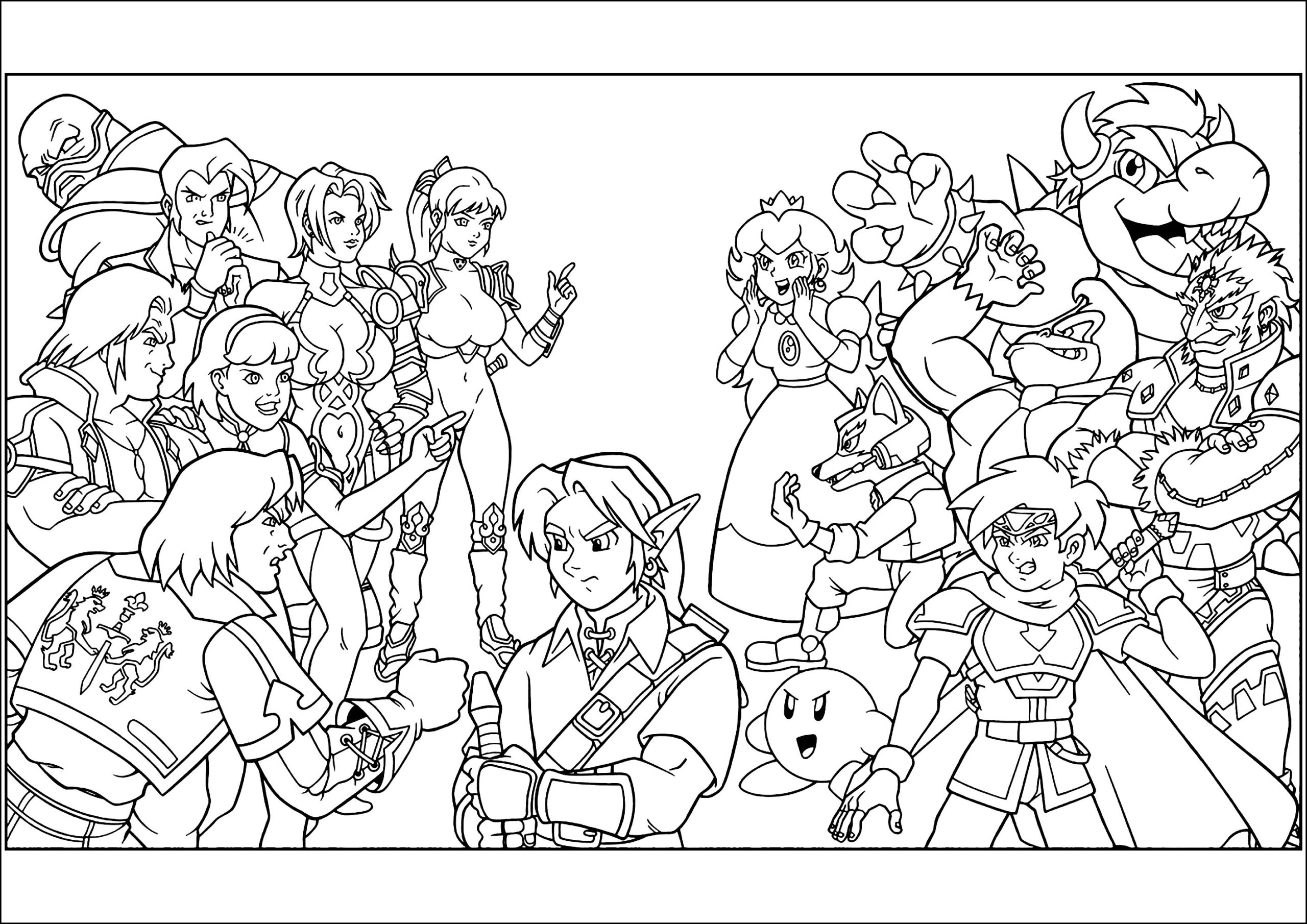 Several Super Smash Bros Characters Super Smash Bros Coloring Pages