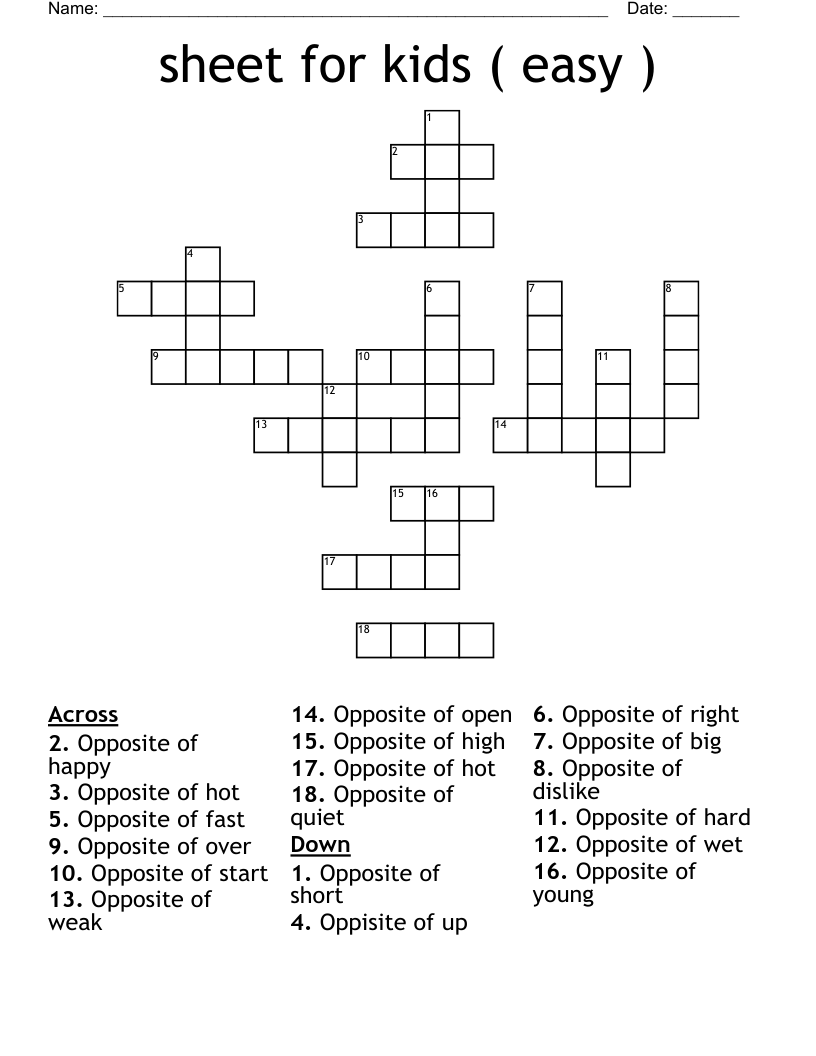 printable easy crossword puzzle
