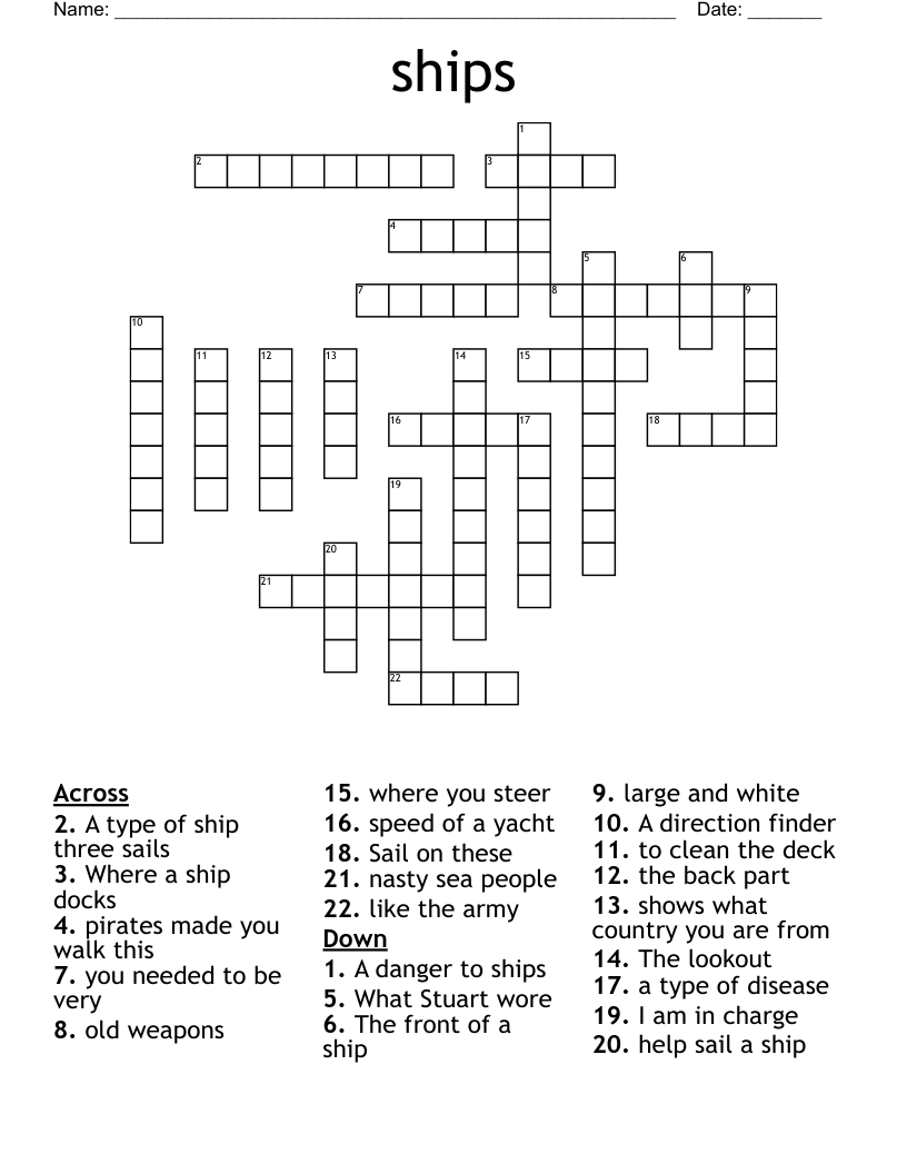Ships Crossword WordMint Ships Crossword WordMint