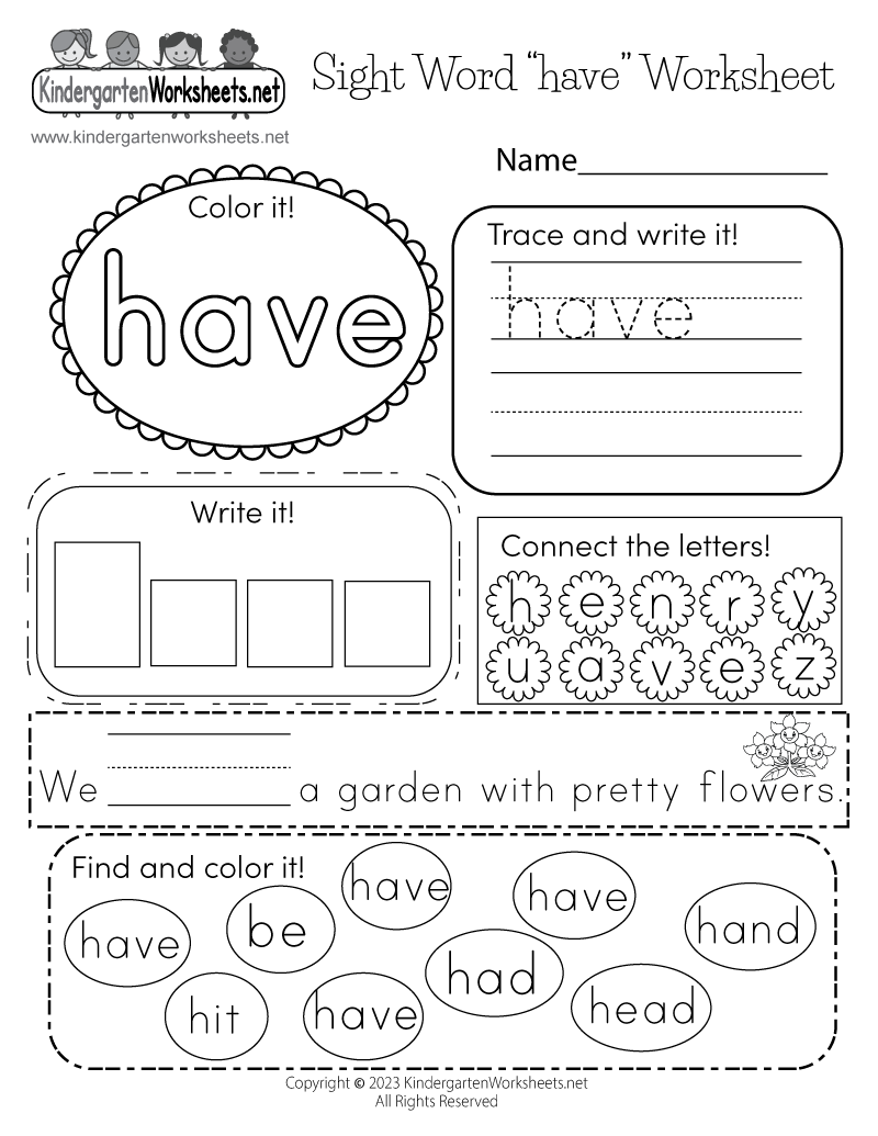 Sight Word have Worksheet Free Printable Digital PDF