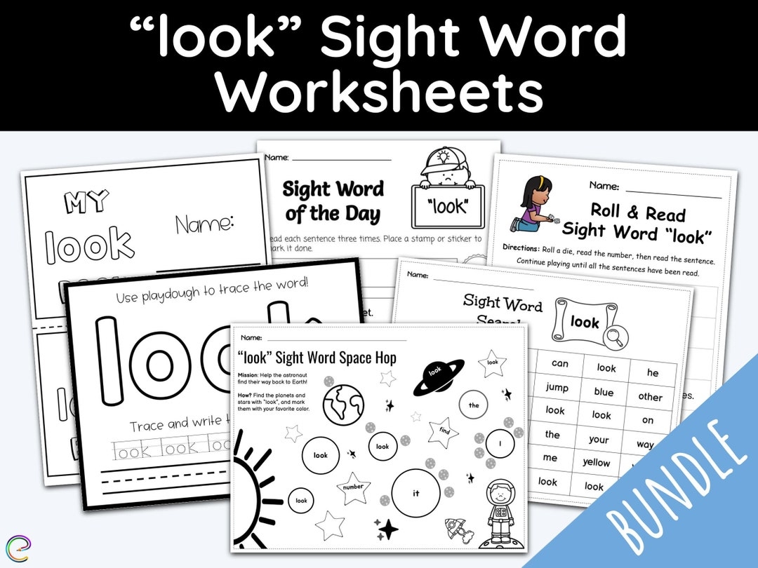 Sight Word Look Sight Words Children Worksheets Early Learning Printable Bundle Home Schooling Reading Printable Learning Materials Etsy Israel