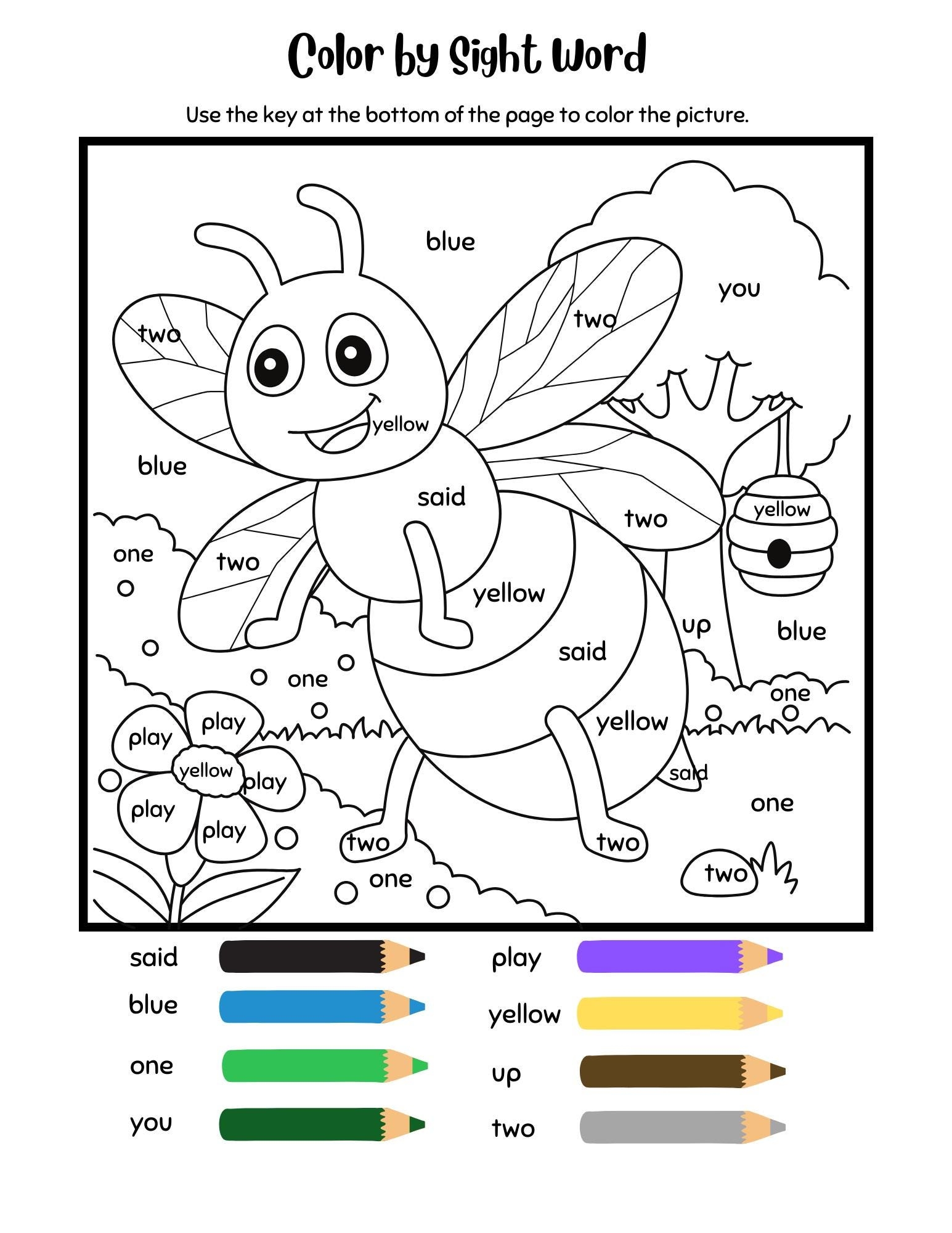 sight word coloring pages