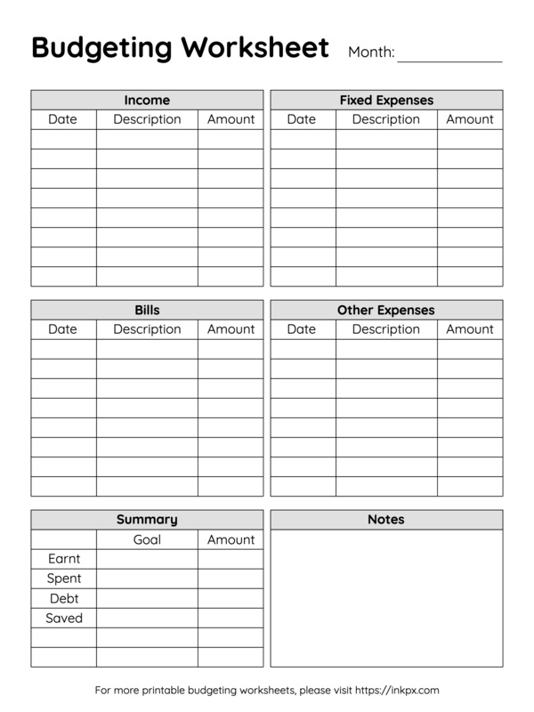 Simple Budget Planner Worksheet Free
