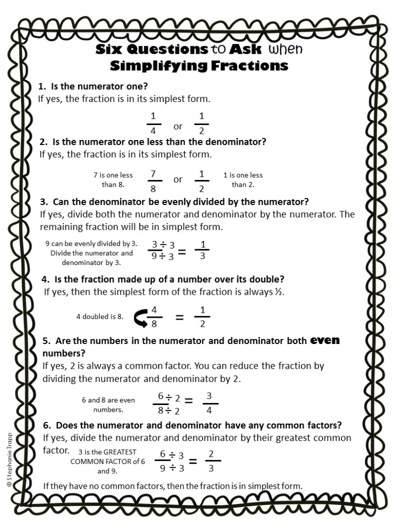 Simplifying Fractions Worksheet And Template Simplifying Fractions Worksheet And Template