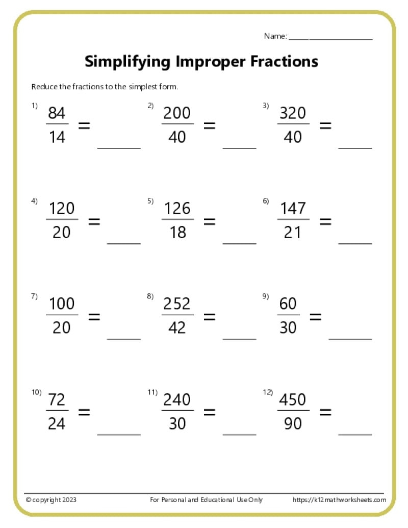 Simplifying Fractions Worksheets K12mathworksheets Simplifying Fractions Worksheets K12mathworksheets