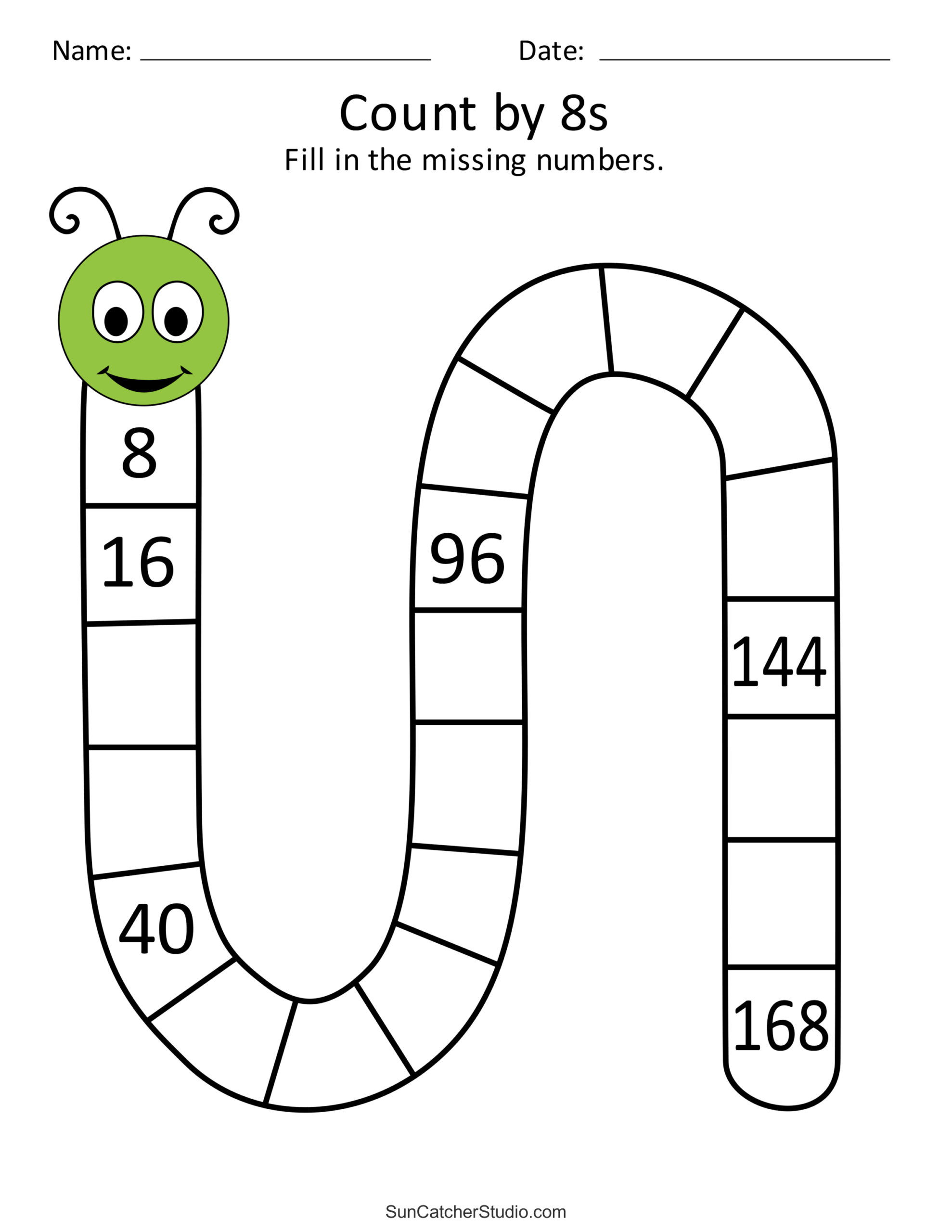 skip counting by 8 free printable worksheet