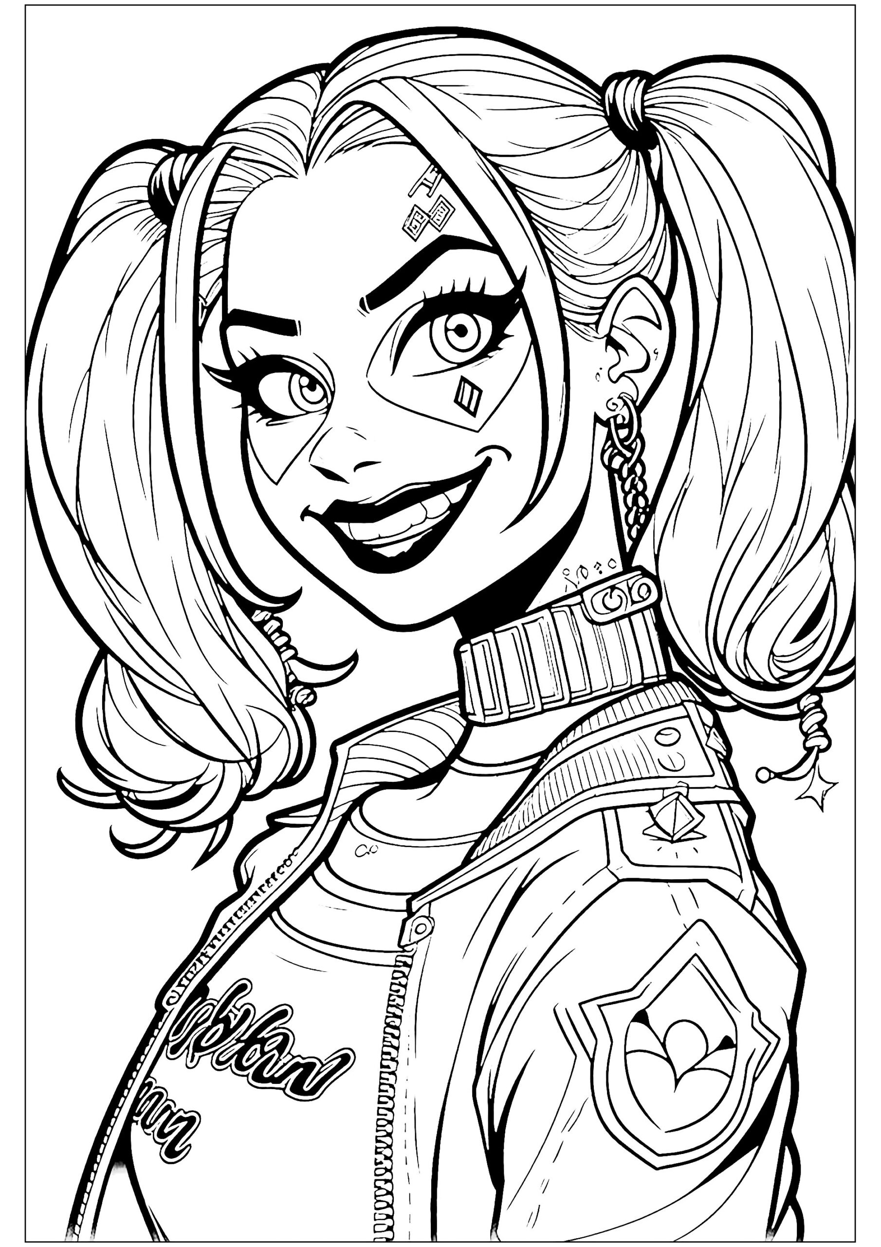 Smiling Harley Quinn Harley Quinn Coloring Pages