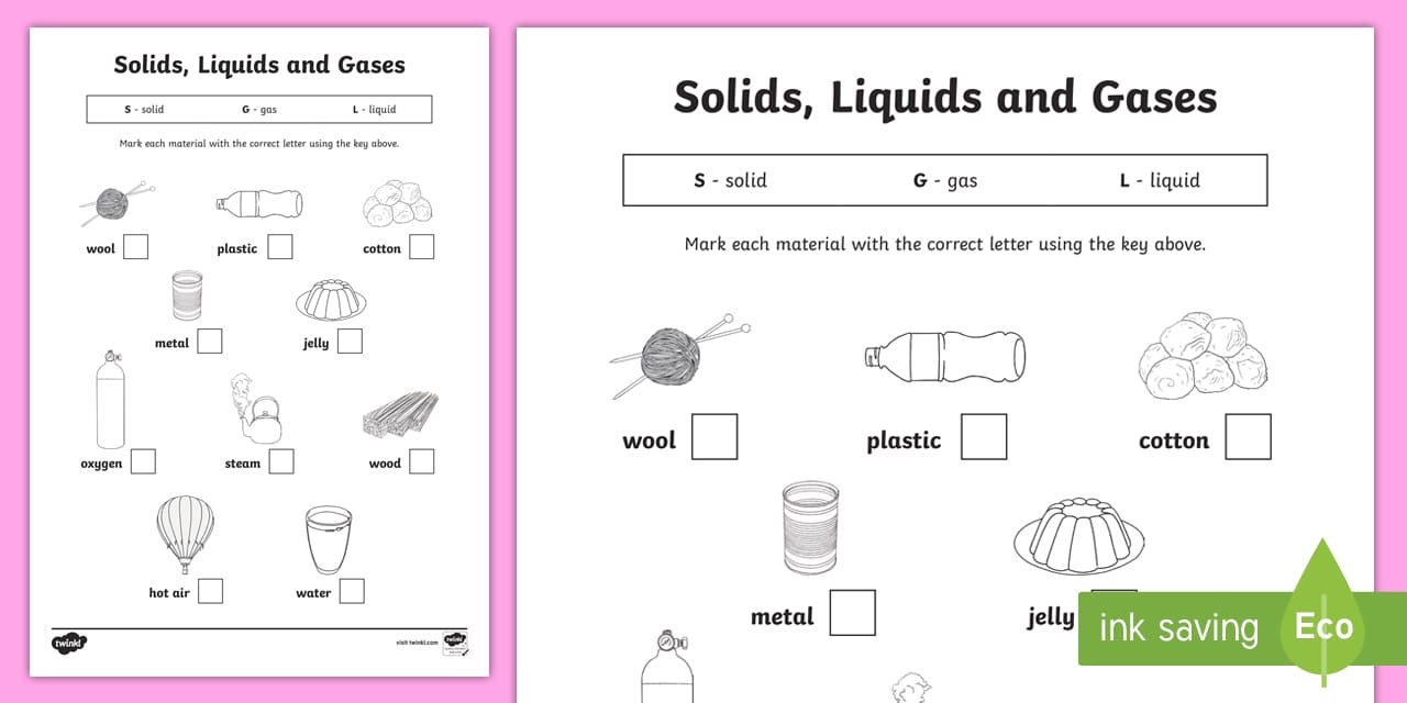 Solid Liquid And Gas Worksheet Solid Liquid And Gas Worksheet