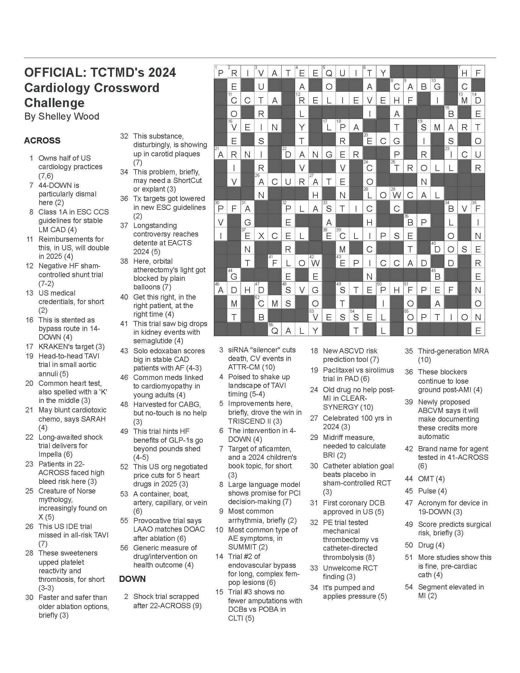 Solutions To TCTMD s 2024 Cardiology Crossword Challenge Tctmd Solutions To TCTMD s 2024 Cardiology Crossword Challenge Tctmd