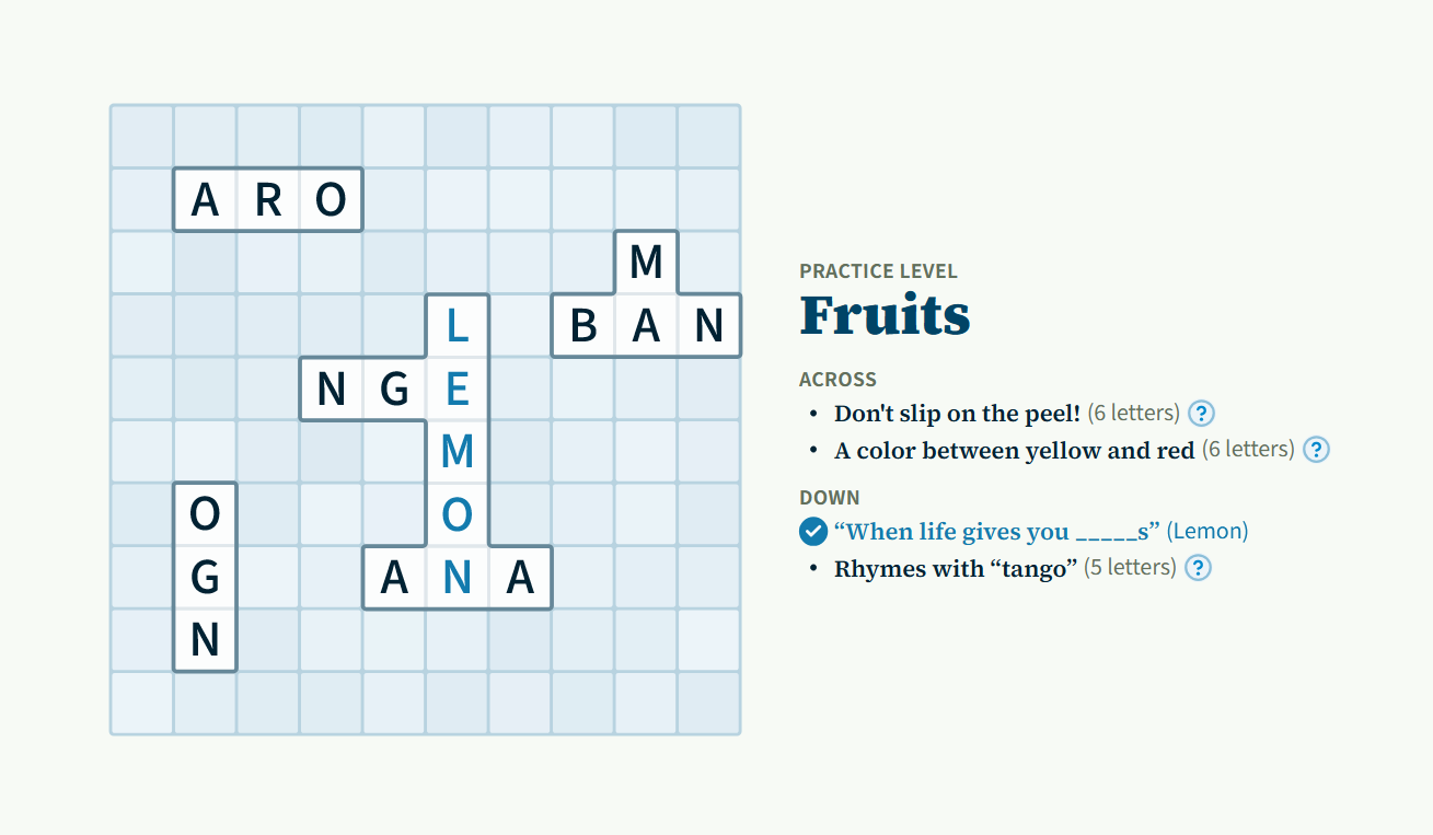 Solve Jigsaw Puzzles Made Of Crosswords In The Fresh Daily Puzzle Game Tiled Words Thinky Games