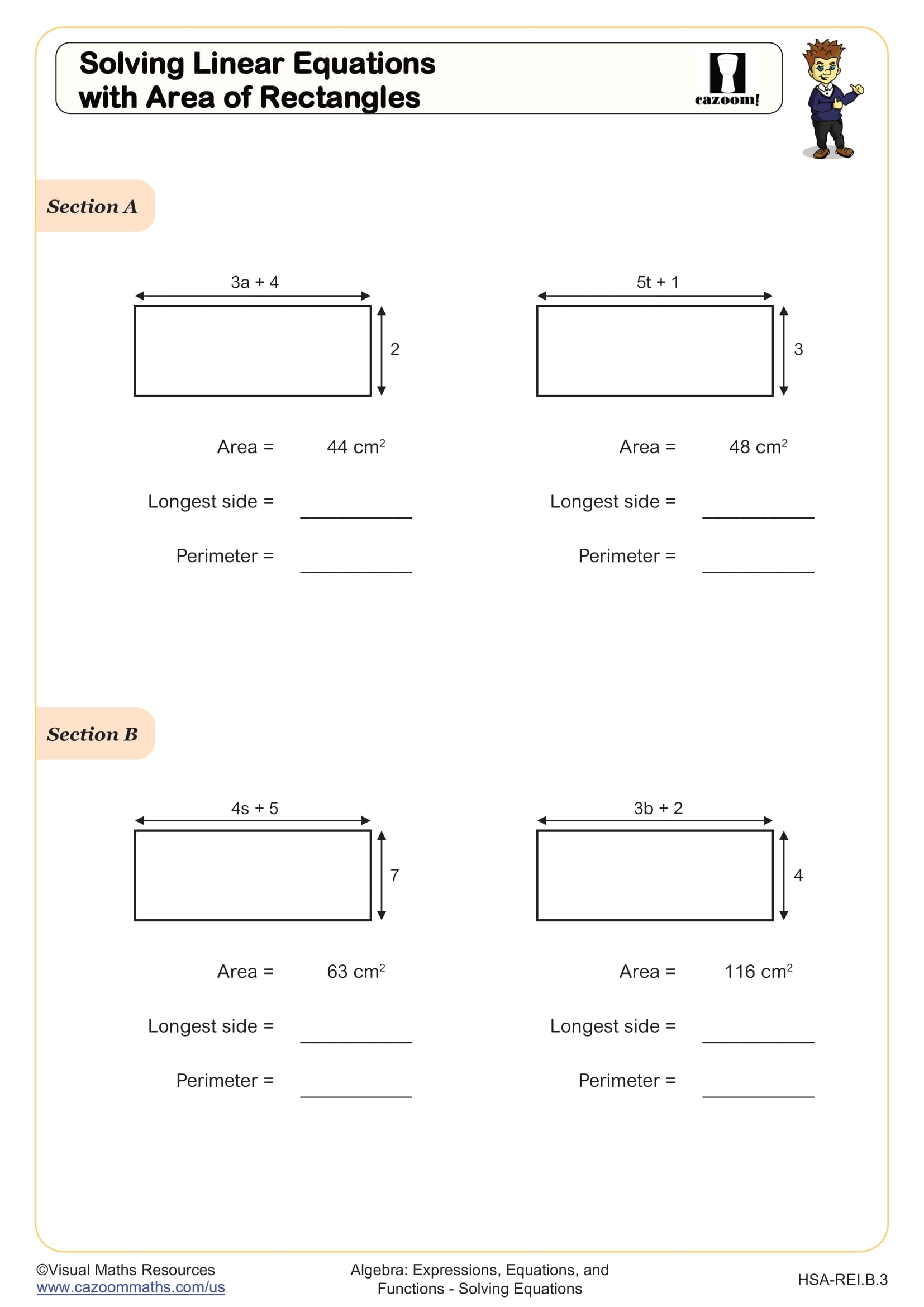 area of a rectangle worksheet