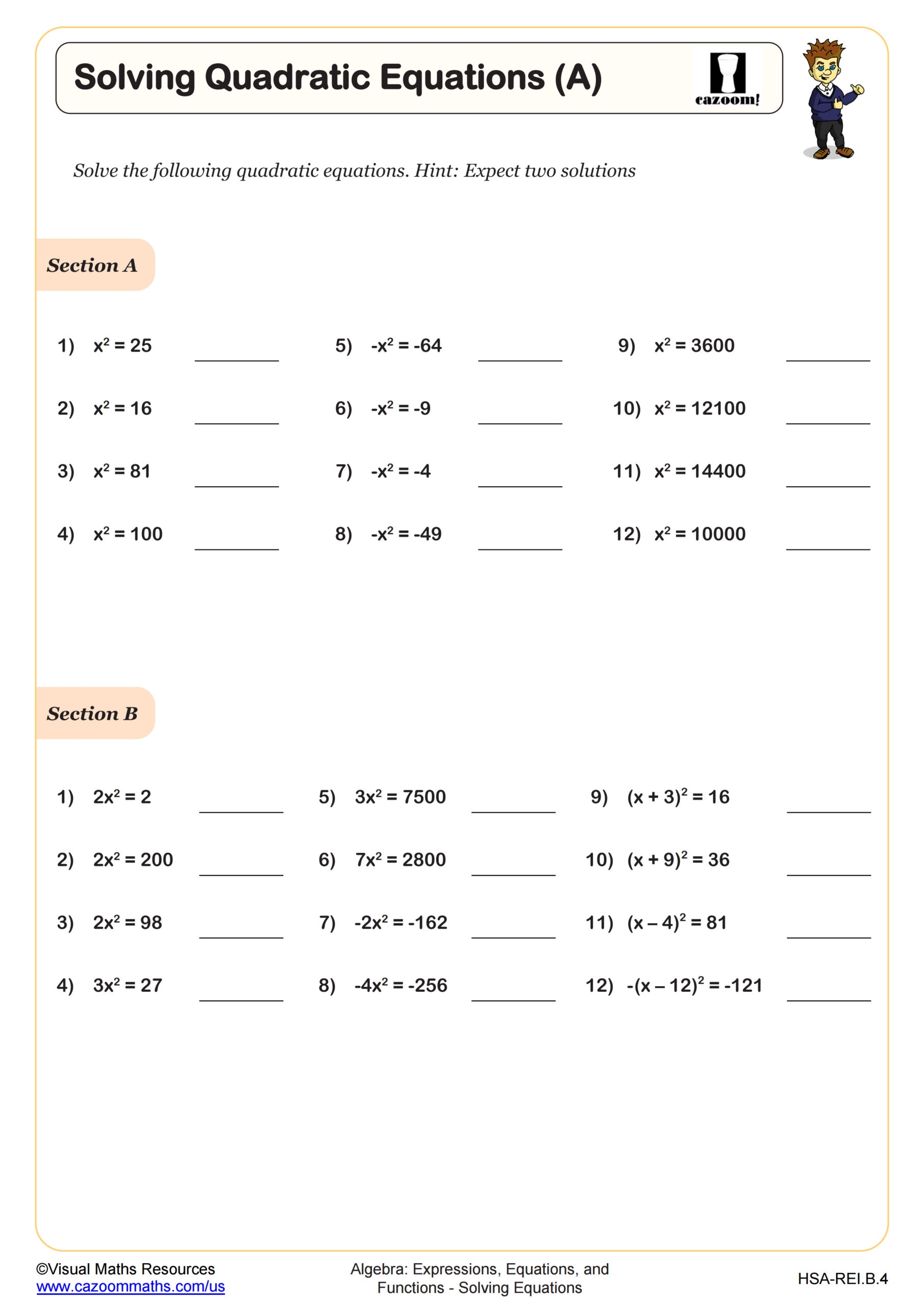 Solving Quadratic Equations A Worksheet Fun And Engaging Algebra I PDF Worksheets