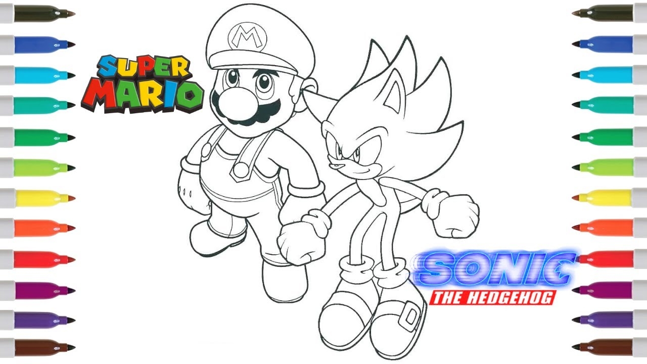 mario and sonic coloring pages