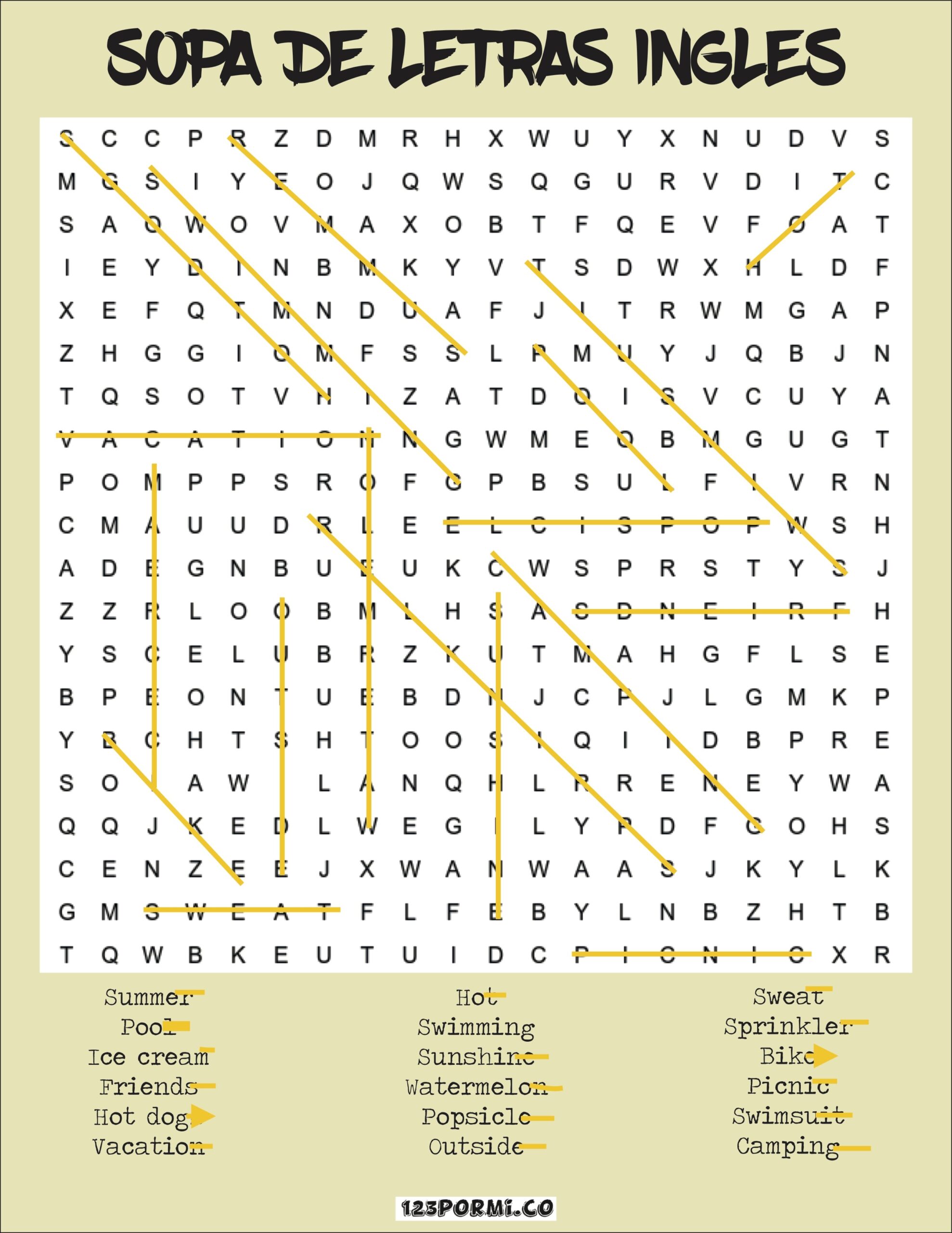 Sopa De Letras Ingles 123 Por Mi