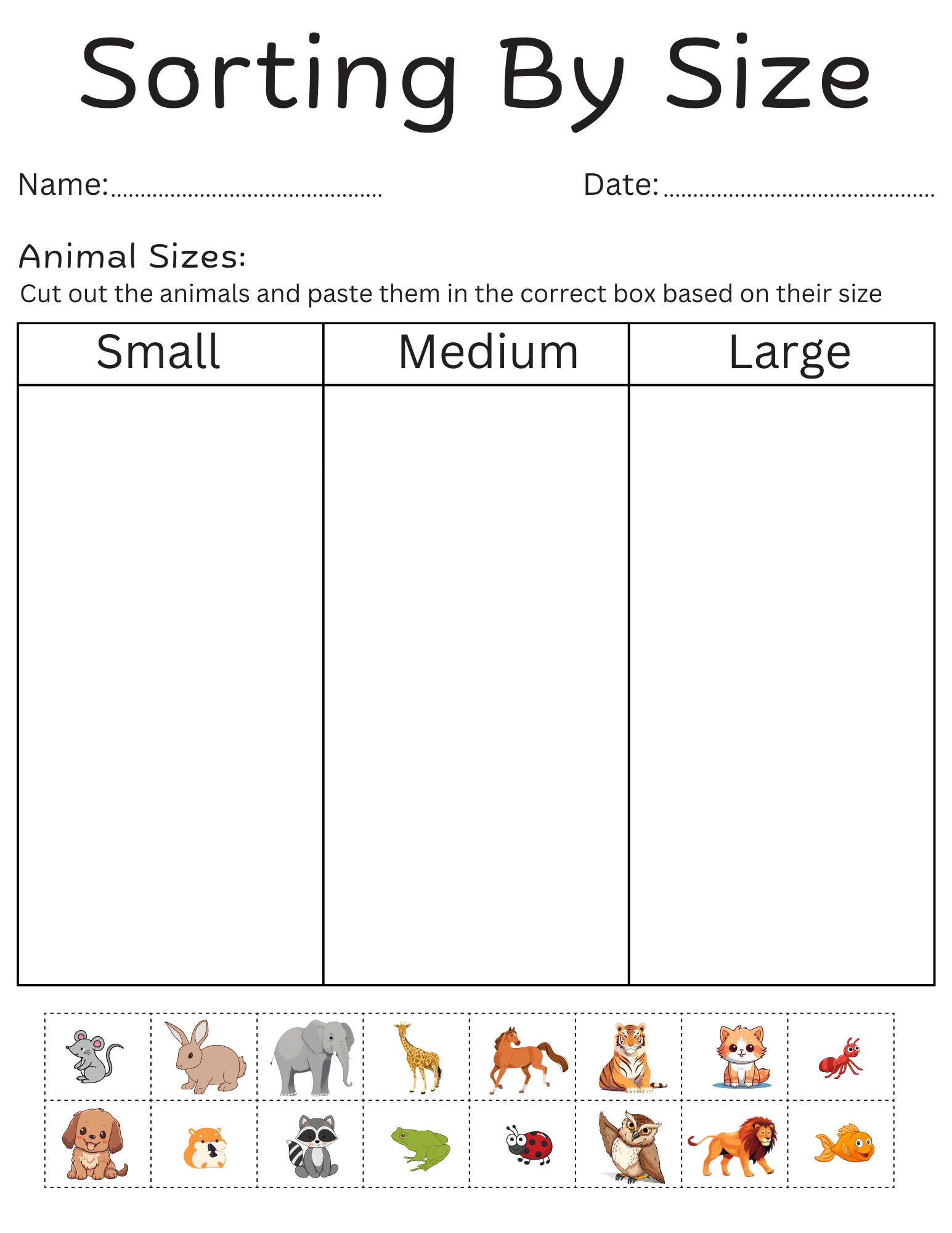 Sorting By Size Worksheets For Kindergarten Printable Sorting By Size Activities Made By Teachers