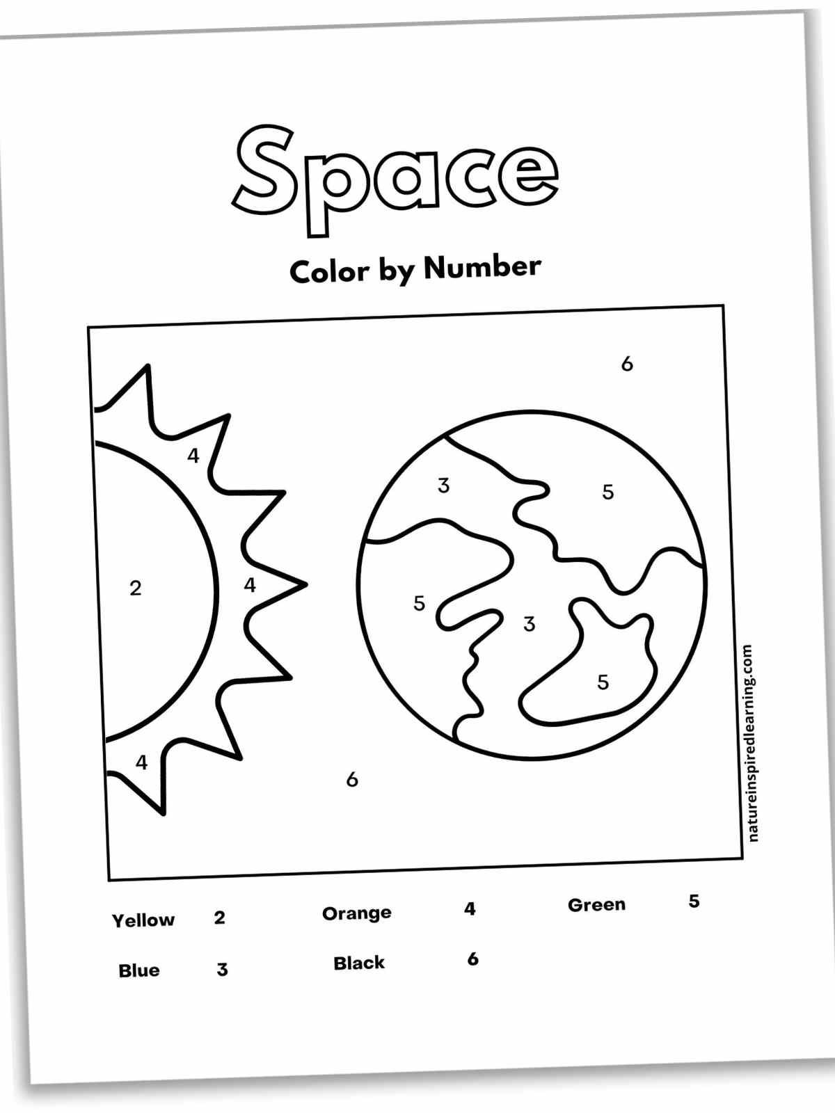 Space Color By Number Worksheets Nature Inspired Learning