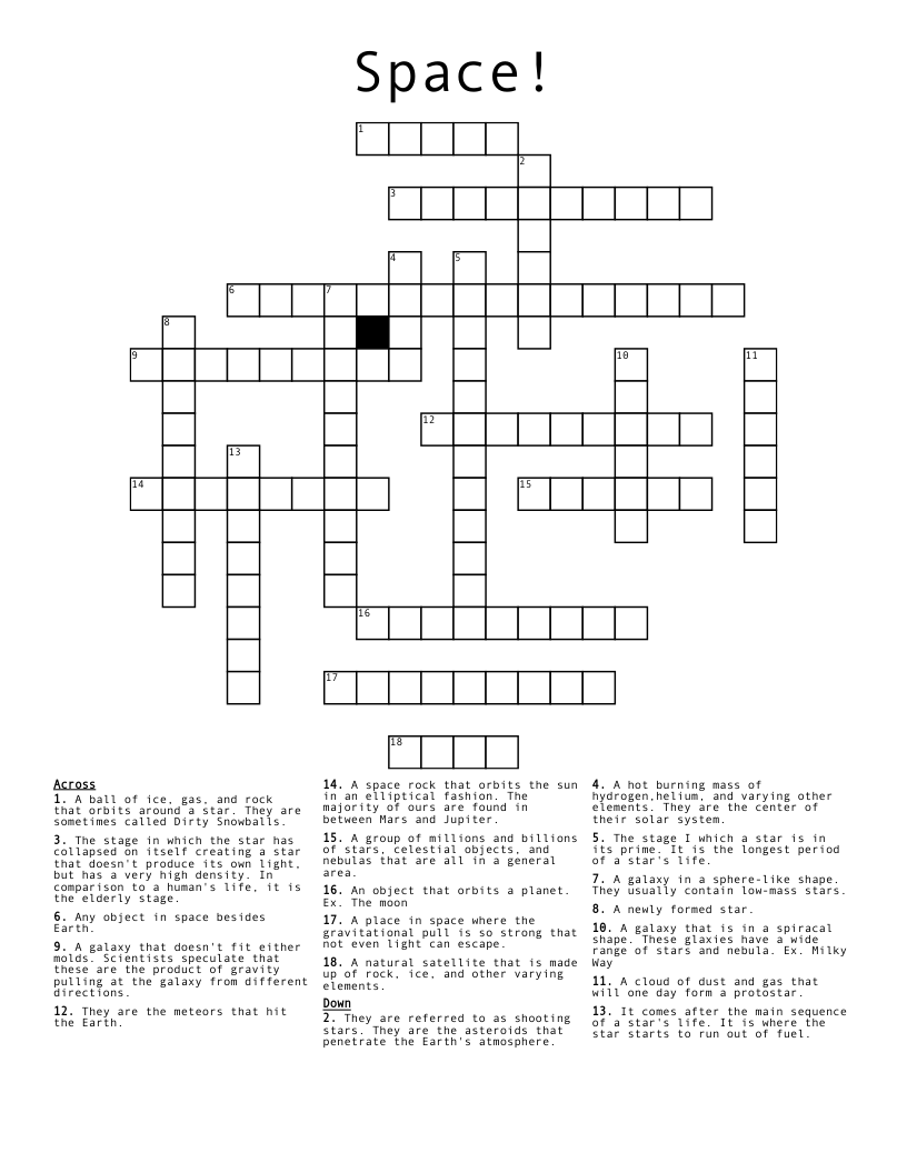 Space Crossword WordMint