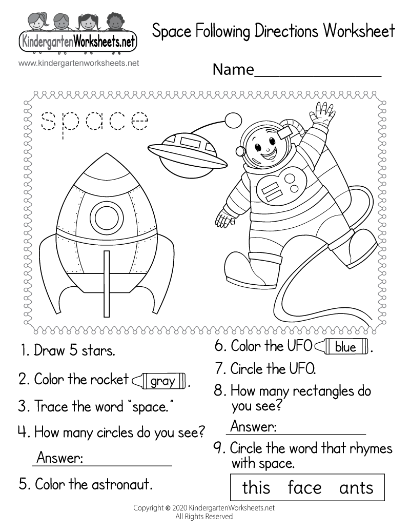 Space Following Directions Worksheet Free Printable Digital PDF Space Following Directions Worksheet Free Printable Digital PDF