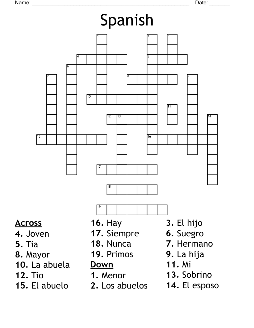 Spanish Crossword WordMint