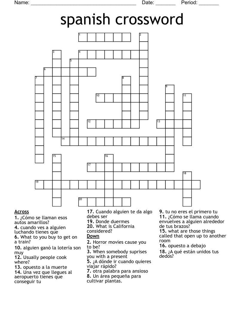 Spanish Crossword WordMint