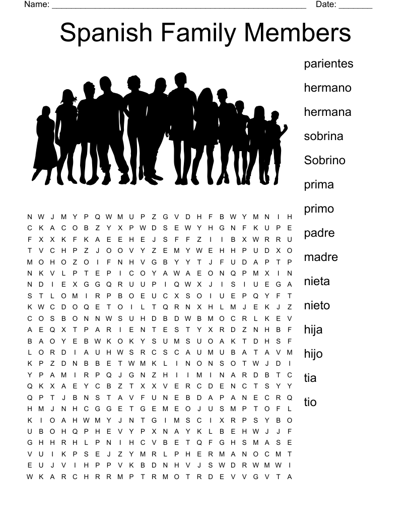Spanish Family Members Word Search WordMint