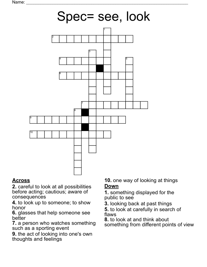 Spec See Look Crossword WordMint