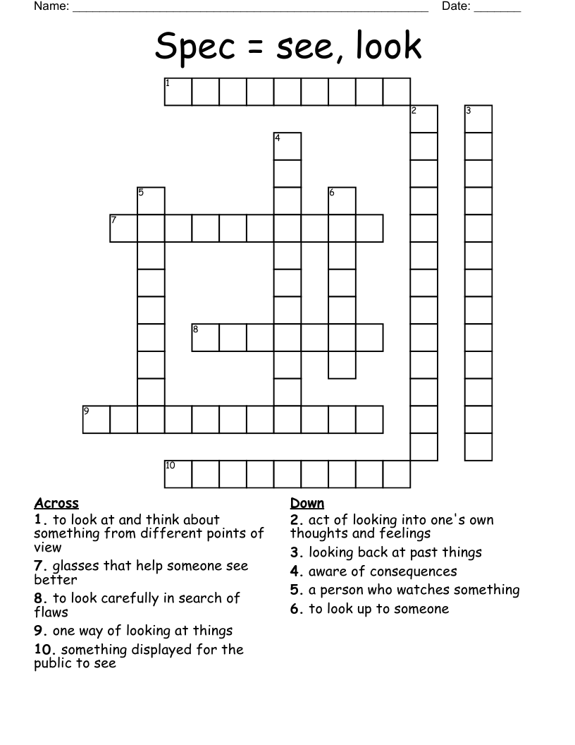 Spec See Look Crossword WordMint