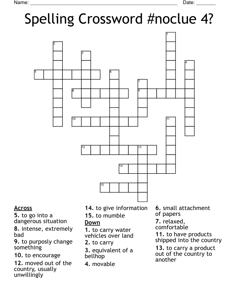Spelling Crossword noclue 4 WordMint Spelling Crossword noclue 4 WordMint