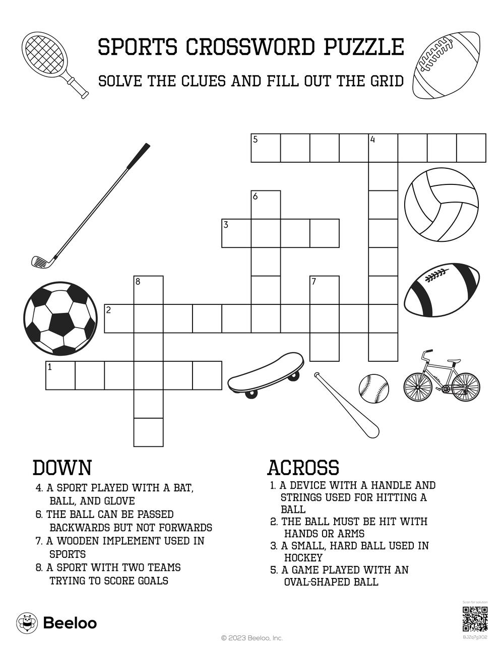 Sports Crossword Puzzle Beeloo Printable Crafts And Activities For Kids Sports Crossword Puzzle Beeloo Printable Crafts And Activities For Kids