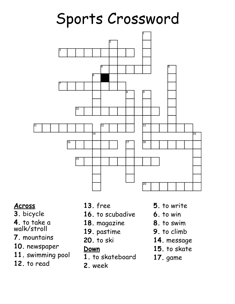 Sports Crossword WordMint Sports Crossword WordMint