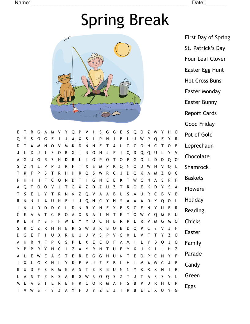 Spring Break Crossword WordMint