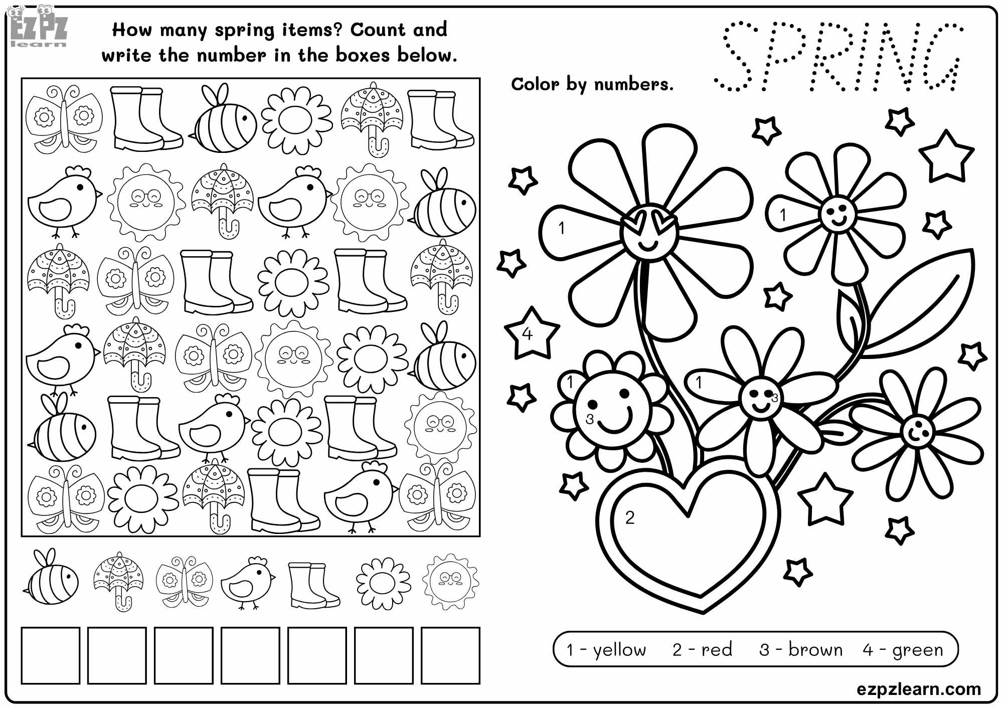 spring activity sheets for kindergarten