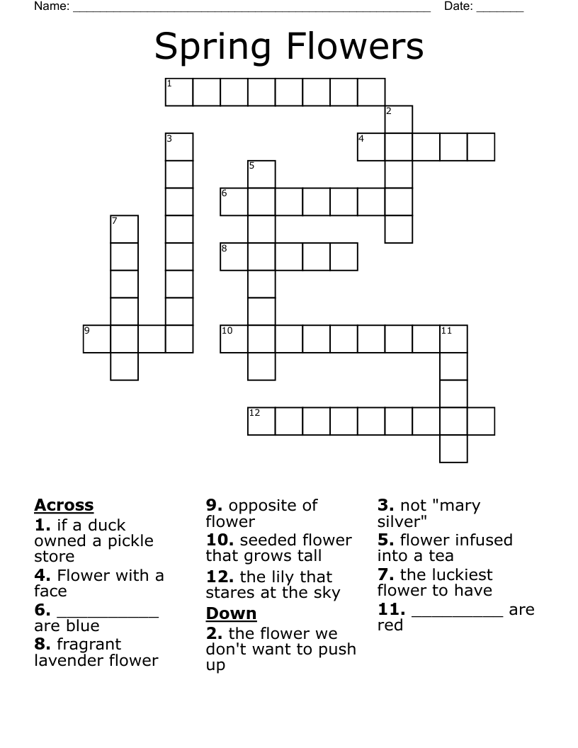 Spring Flowers Crossword WordMint