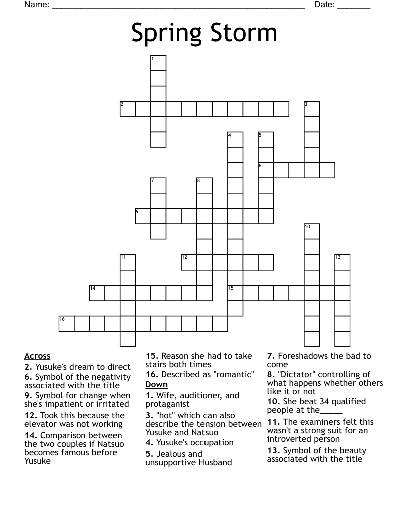 Spring Storm Crossword WordMint