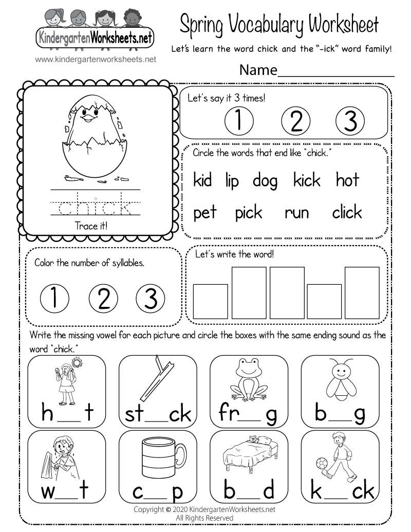 Spring Vocabulary Worksheet Free Printable Digital PDF